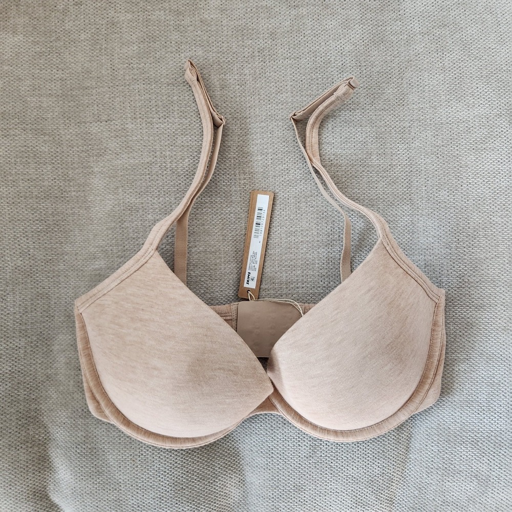 Skims 34DD Clay Heather Everyday Cotton Lightly Lined Demi Bra NWT - Picture 1 of 7